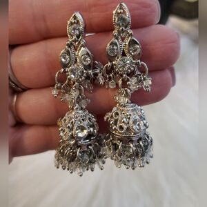 Gorgeous Silver, & Crystal Dangly Chandelier Earrings